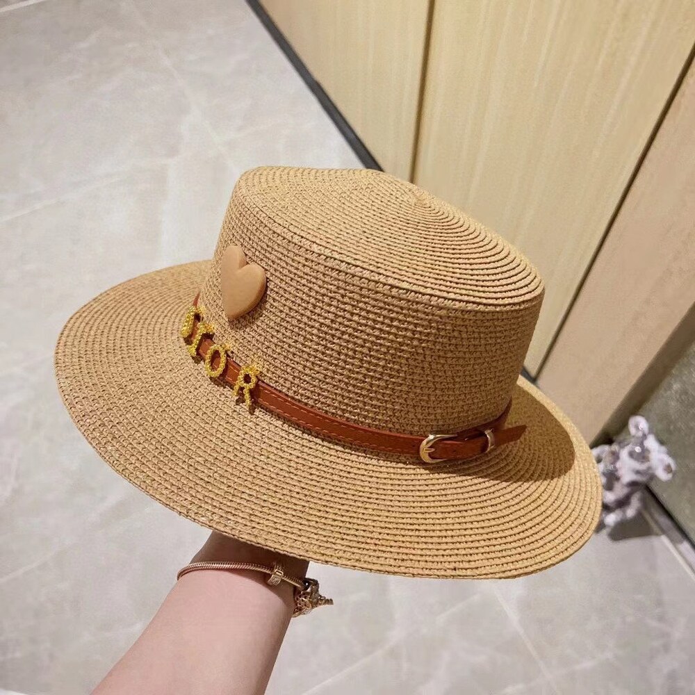 Dior Heart Logo Beige Straw Sun Hat - Picture 4 of 8